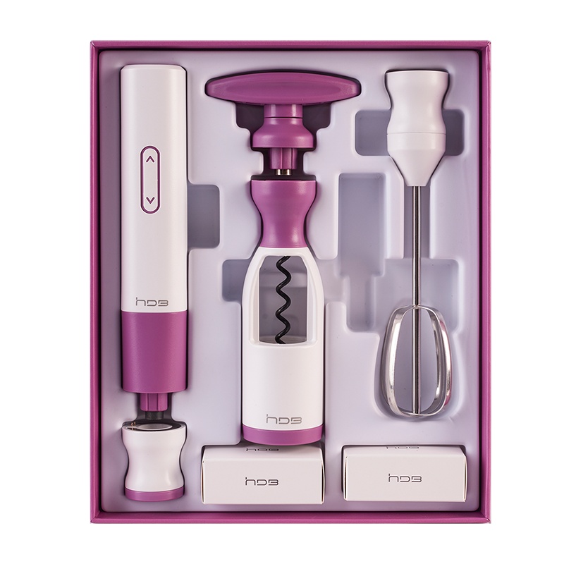 HDB厨房电动打蛋器套装家庭充电式工具红酒开瓶器锂电螺丝刀多功能居家电批组合家用小魔盒紫色