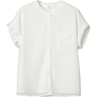 OSA欧莎2019新款夏雪纺衬衫女波点条纹短袖白上衣宽松设计感小众