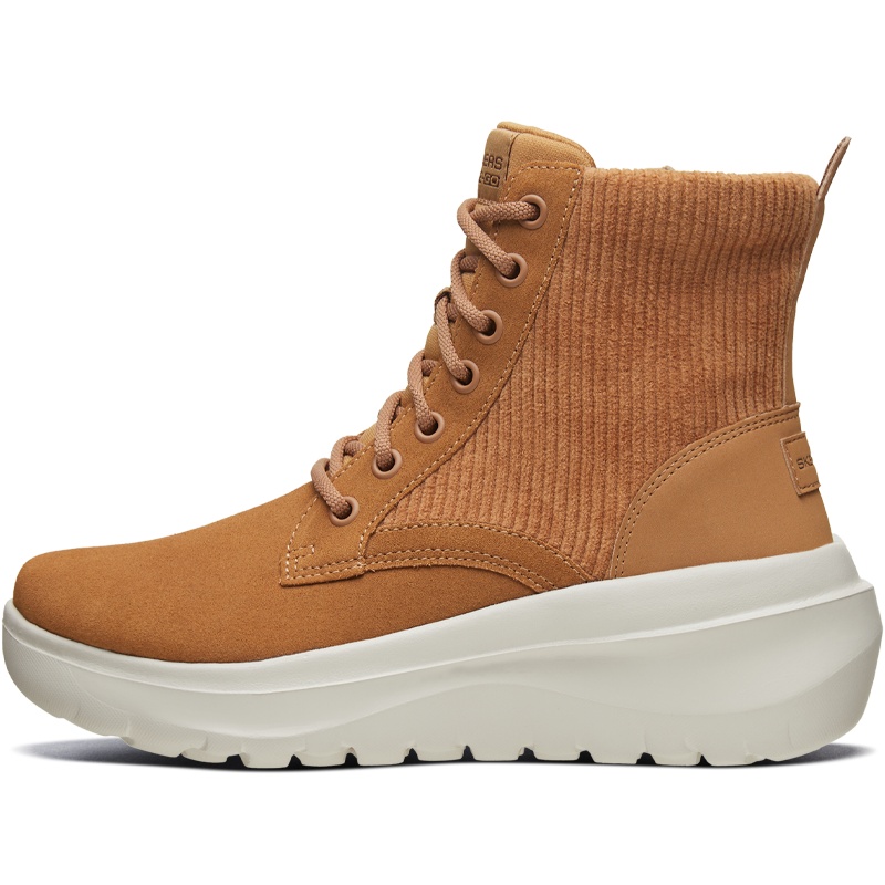 Skechers斯凯奇加绒拼接保暖中筒靴雪地靴时尚高帮马丁靴女鞋子667500