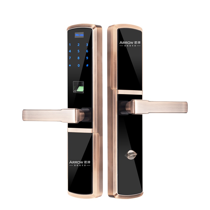 箭牌（ARROW）智能指纹锁家用防盗门指纹密码锁蓝牙远程电子门锁 A618W 红古铜半导体版指纹