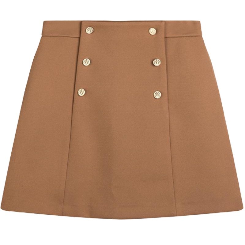 7.Modifier双排扣装饰修身小A裙高腰显瘦短裙女