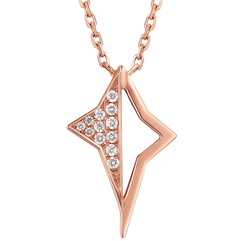 周大福Y时代“极光之星”18K金彩金钻石项链套链吊坠U175591