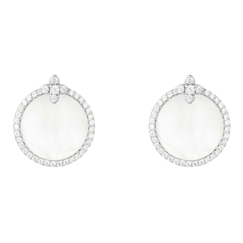 apm MONACO 925银贝母耳环耳钉女气质耳坠银 女士 送恋人 AE10108XNA