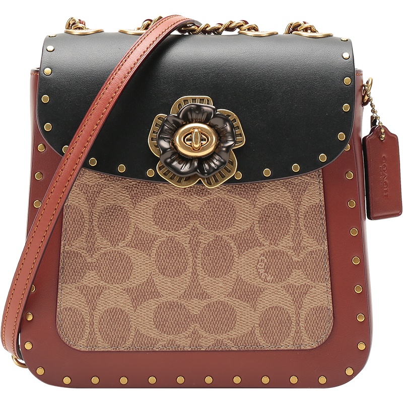 COACH 蔻驰 女士 专柜款MADISON系列涂层帆布配皮山茶花单肩斜挎包双肩背包 C2463