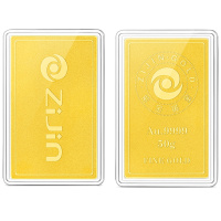 [已售罄]紫金黄金(ZiJin)投资金条足金Au9999金砖薄片金砖投资收藏系列磨砂款50g