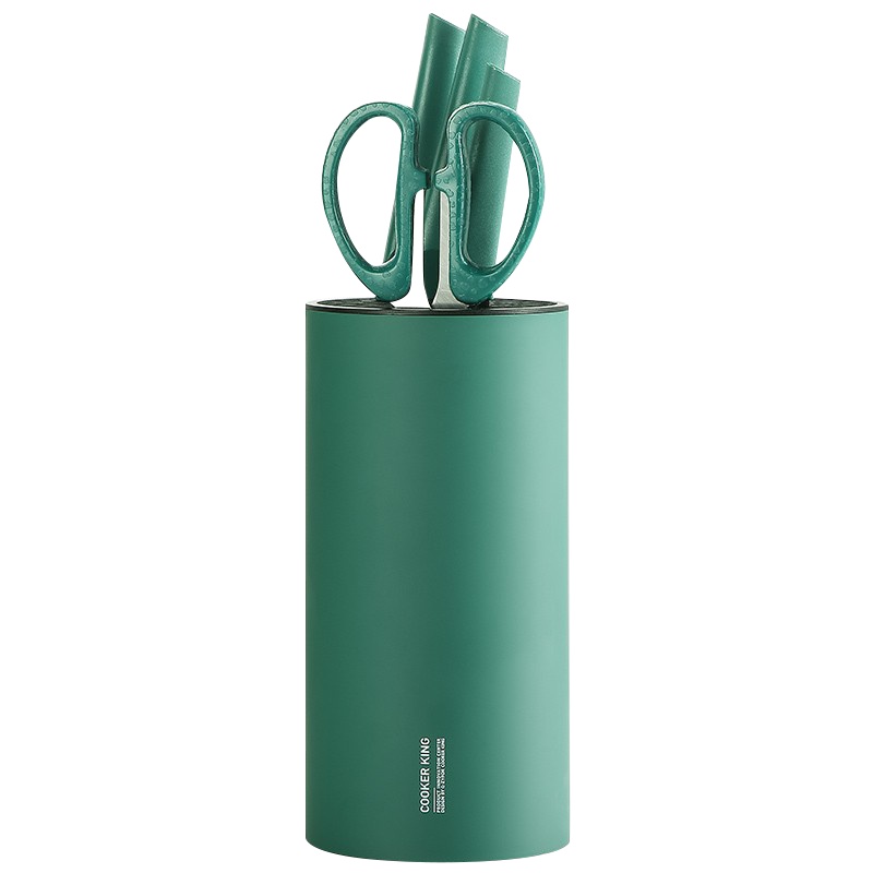 炊大皇 刀具套装 厨房锋利刀具5件套组合 切片刀切菜刀 厨师刀切肉刀 水果刀 厨房剪刀 刀座 祖母绿