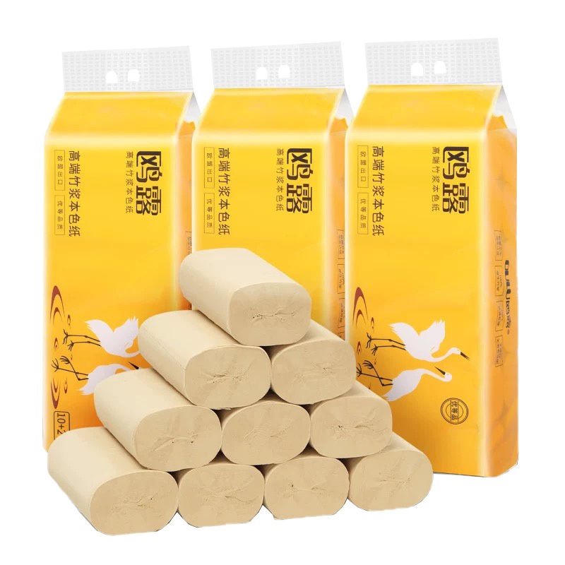 鸥露 本色竹浆卷纸三层58g*36卷卫生纸 无芯家用实惠装纸巾(整箱销售)