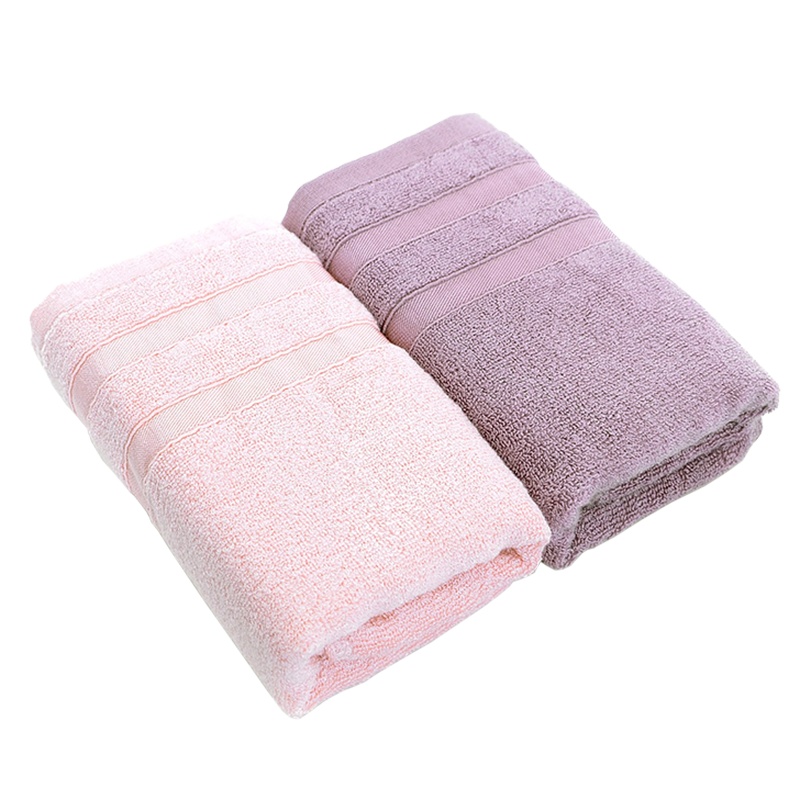 竹一百 竹纤维洗脸洁面毛巾 情侣柔软吸水纯竹压条款 两条装 粉紫 110g/条 34*76cm