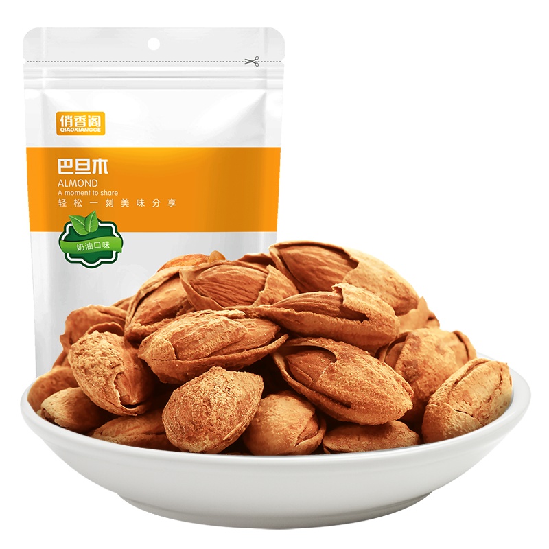 俏香阁 坚果炒货 休闲零食 薄壳奶香味 巴旦木158g/袋