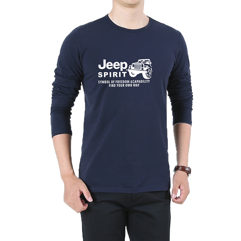 JEEP吉普长袖T恤男2020秋冬款新品休闲时尚大码棉T恤上衣打底衫男