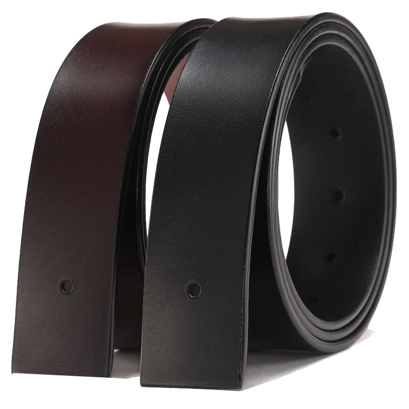 红品HONGPIN 男式针扣皮带 男士真皮无头带身条 时尚百搭单独带身牛皮不含扣头真皮裤腰带 软面黑棕色3.3CM宽皮带