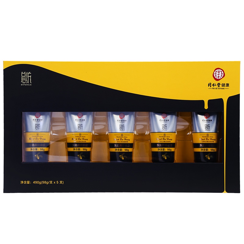 北京同仁堂 总统牌 东北黑蜂蜜 黑蜂蜂蜜98g/支礼盒 5只装