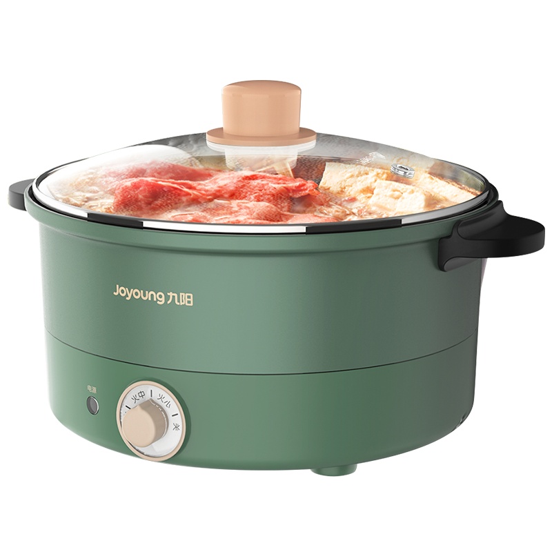 九阳(Joyoung)电火锅3L多功能家用电煮锅迷你学生宿舍小锅煮面火锅锅电热锅烧烤肉炒菜电锅HG30-GD91 绿色