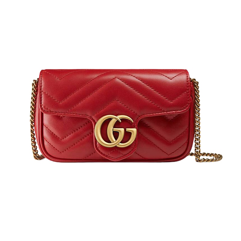 [HOT]GUCCI 古驰 女士红色GG Marmont系列绗缝皮革超迷你手袋 476433-DSVRT-6433