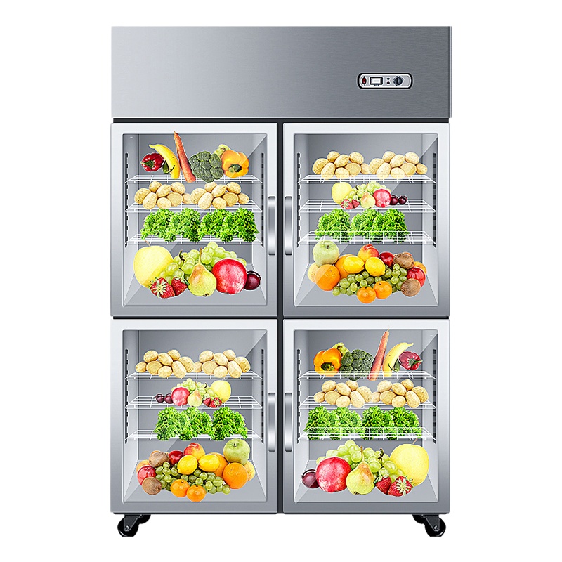 四门商用冷柜冷藏冷冻立式玻璃门保鲜柜 1200*760*1920