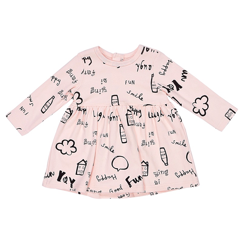 婴姿坊女童女宝宝印花连衣裙收腰公主裙超洋气