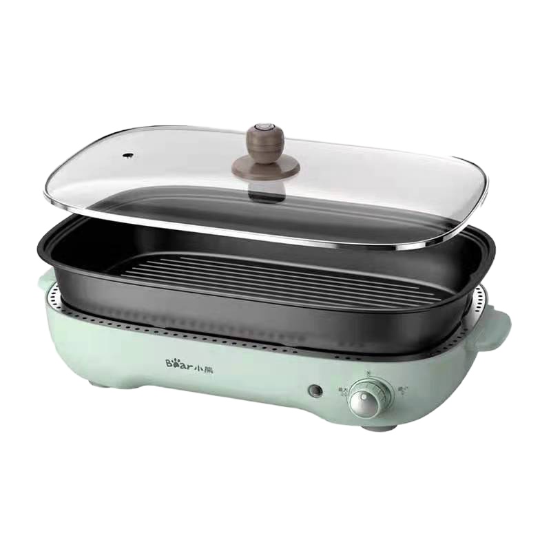 小熊烤肉锅电烤炉家用无烟烤肉盘电烤盘烧烤炉多功能铁板烧料理盘