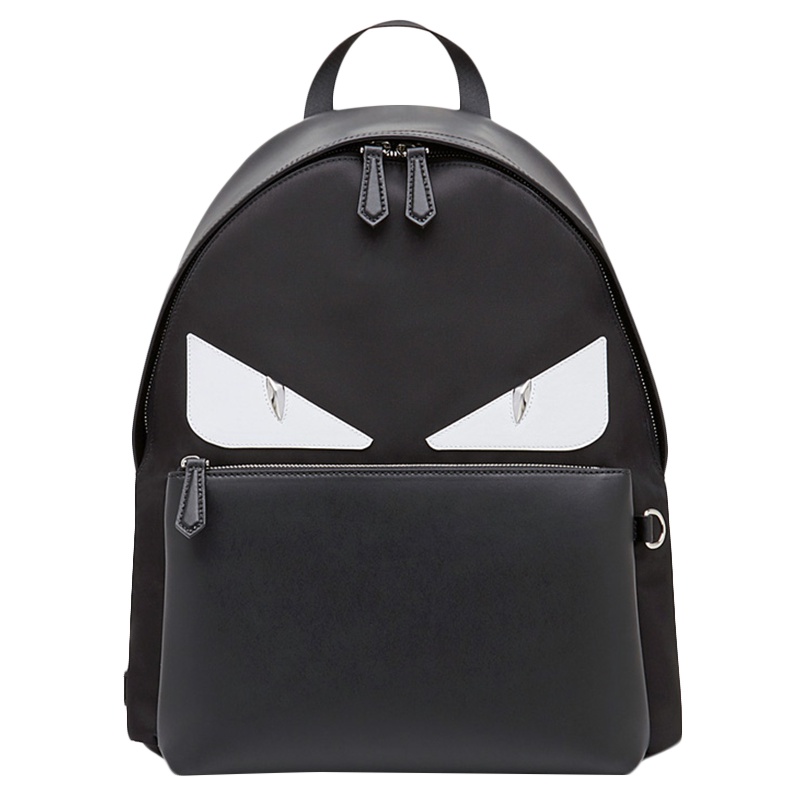 [直营]芬迪(FENDI) 黑色尼龙小怪兽双肩背式双肩包 男女通用