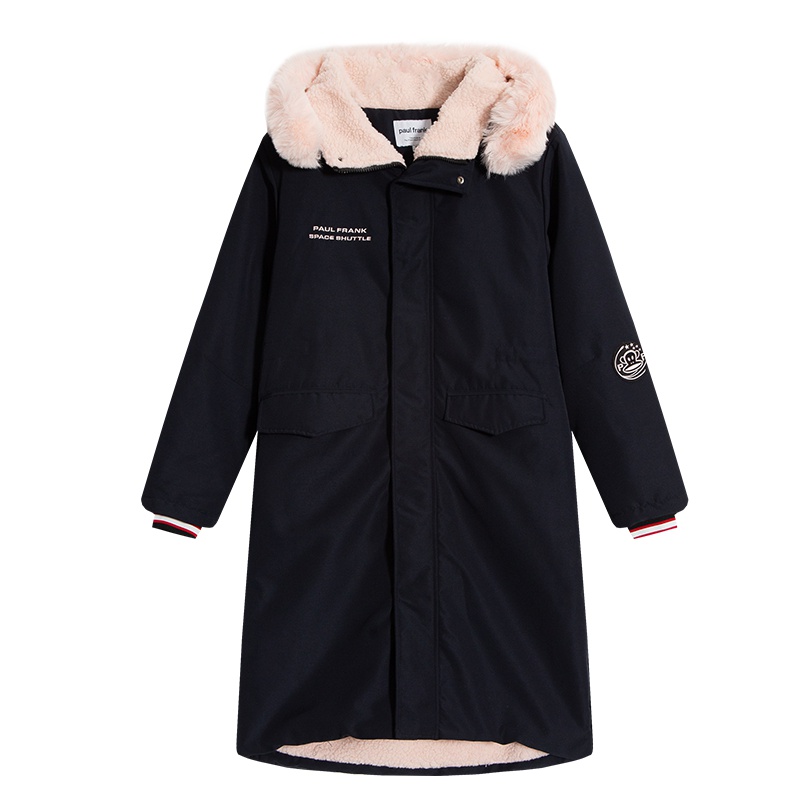 Paul Frank/大嘴猴冬季棉服女潮中长款韩版宽松加厚连帽X