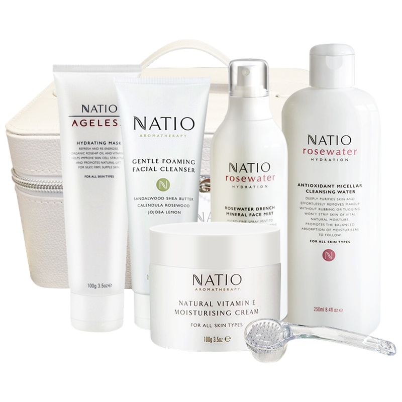 NATIO娜迪奥护肤水乳面霜套装礼盒女朋友生日结婚礼物白色洁净护肤礼盒澳洲进口日霜清爽修护保湿补水适合任何肤质澳洲进口