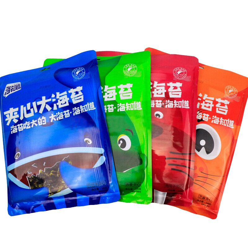 海知道大片海苔芝麻夹心11g健康小吃孕妇零食即食海苔儿童零食小吃