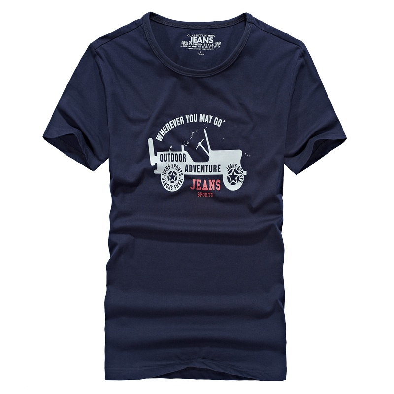 木林森(MULINSEN)夏季新款男士圆领印花T恤短袖棉质青年时尚大码打底体恤