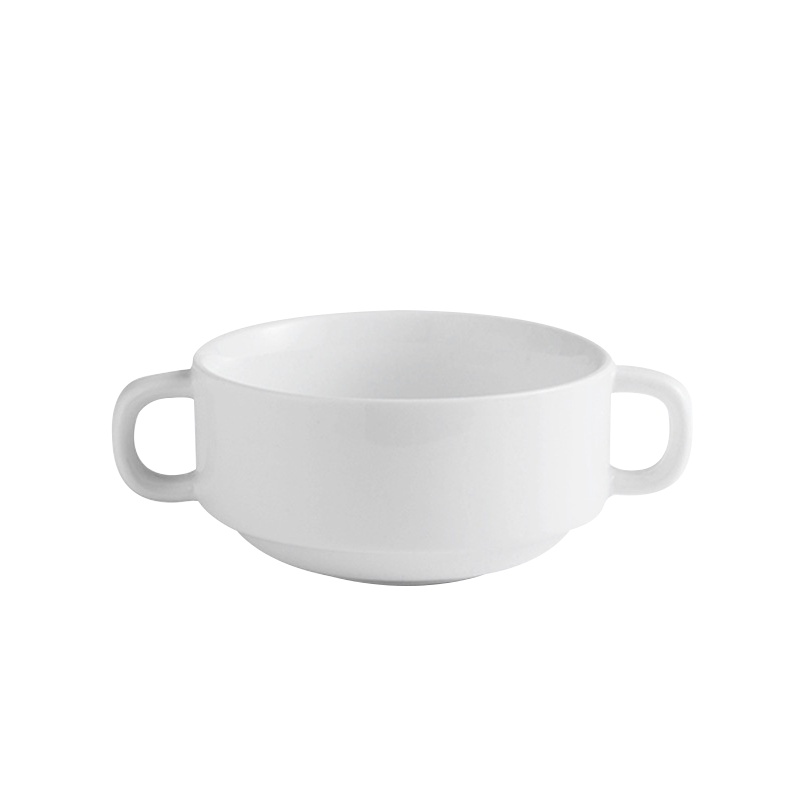 是尚 双耳糖水盅 白陶瓷汤碗
