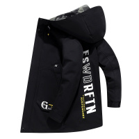 [徐亿文化工作室专享]羅蒙(ROMON加绒加厚男士中老年爸爸可卸帽中长款男外套冬季保暖