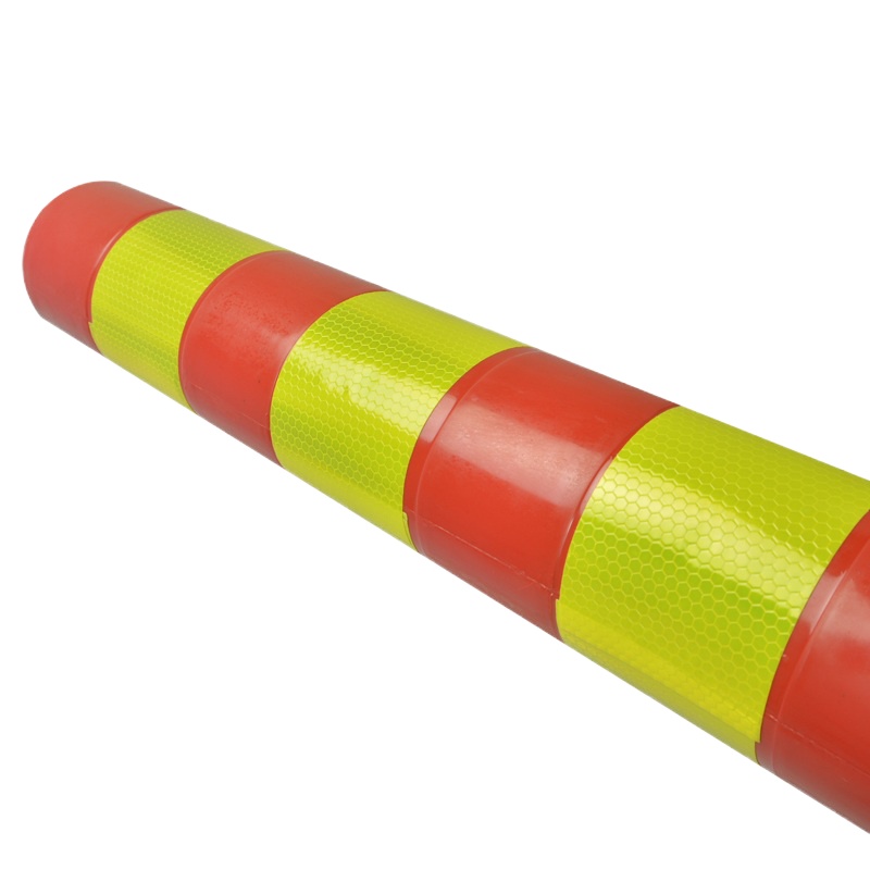 腾驰 塑料PU警示柱75CM全PU立柱警示防撞弹力柱PU道口标反光分道体 红黄款