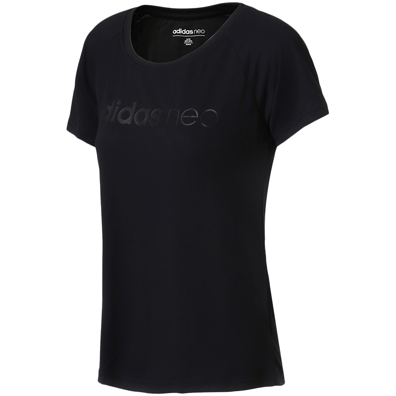 【自营】adidas阿迪达斯NEO女子短袖T恤休闲运动服CV7020 L CV7020黑+黑