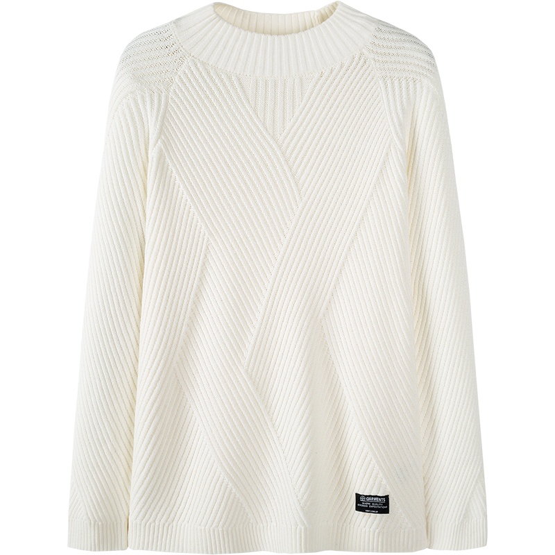 森马半高领毛衣男复古慵懒风白色针织衫ins港风冬季男士毛衫