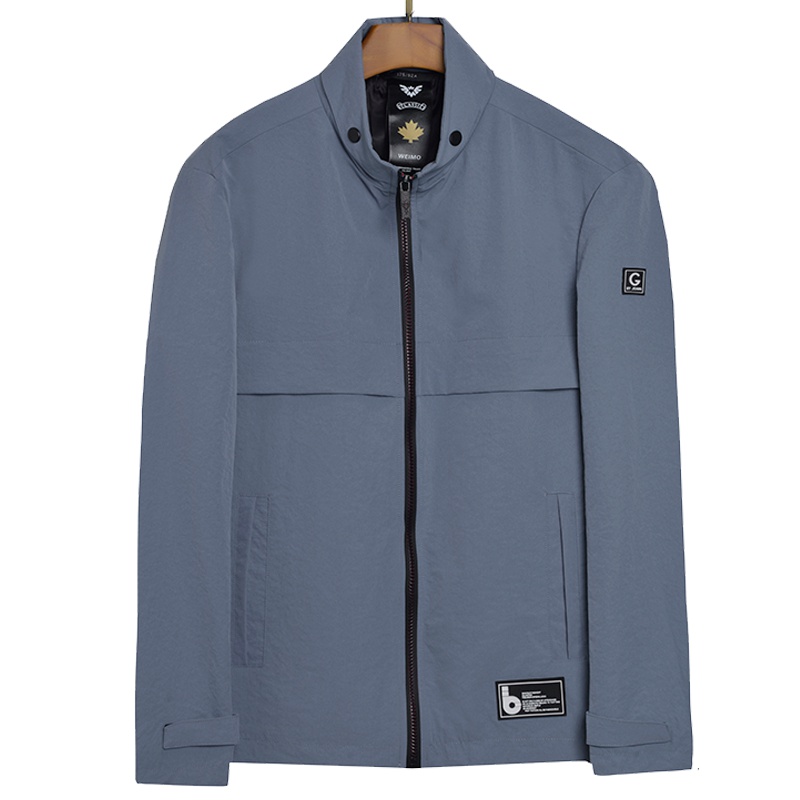 卡帝乐鳄鱼夹克男外套中年宽松薄款立领商务休闲夹克衫BAQ19618