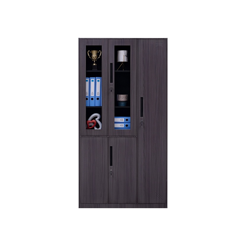 星岛木纹钢制更衣柜办公室办公柜铁皮柜子档案柜资料柜书柜带锁储物柜5门更衣柜灰柚木纹