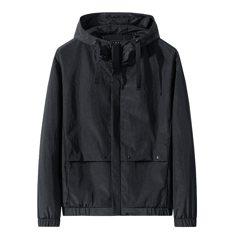 庄吉JU韩版大码夹克男2019秋季薄款连帽外套宽松潮休闲帅气夹克JU-MYY1955