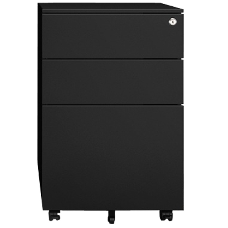 京洛钢制办公文件柜三抽屉推柜移动储物铁皮柜