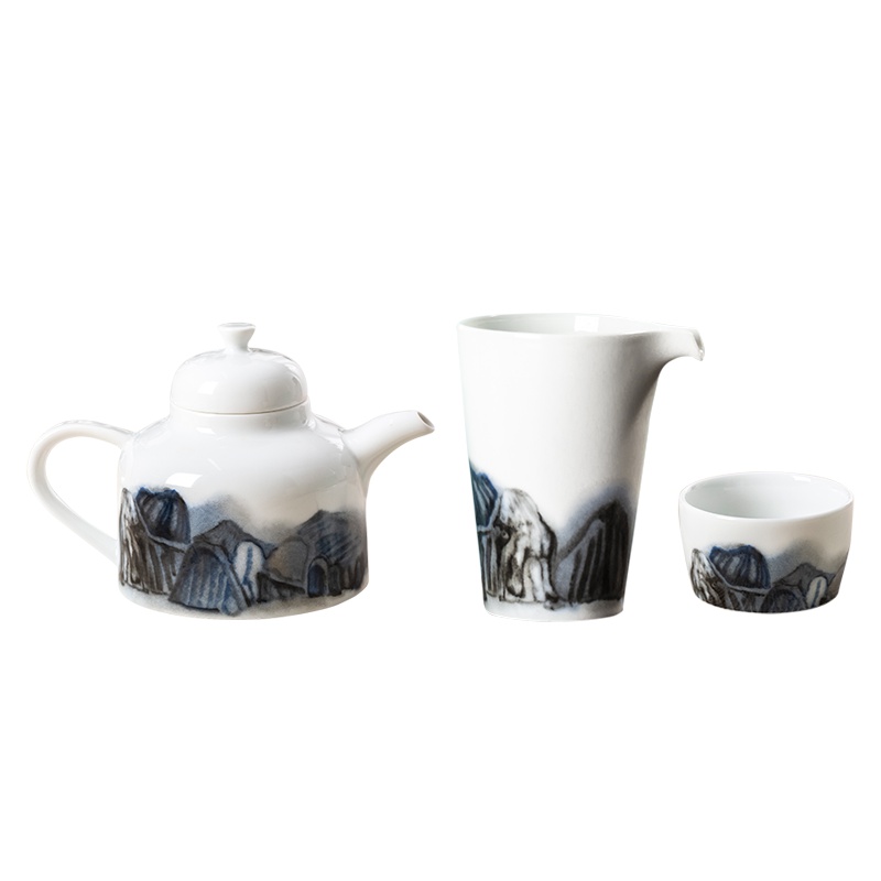 景德镇手工陶瓷功夫茶具套装过滤泡茶壶杯组合公道杯主人杯礼盒装 新安梦痕