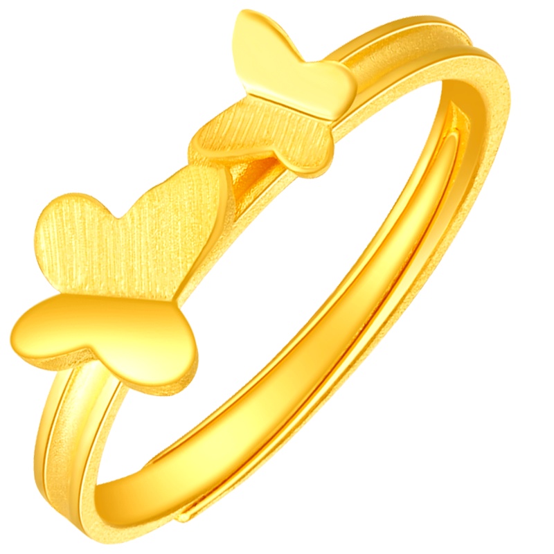 金一国囍足金精品蝶舞双飞女款戒黄金戒指送女友浪漫礼物(计价) ABA013