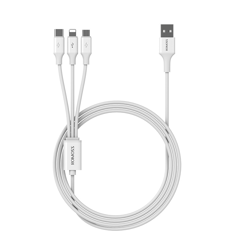 罗马仕(ROMOSS)苹果12三合一数据线适用iPhone6充电线器手机一拖三type-c安卓快充7冲电多功能车载多头