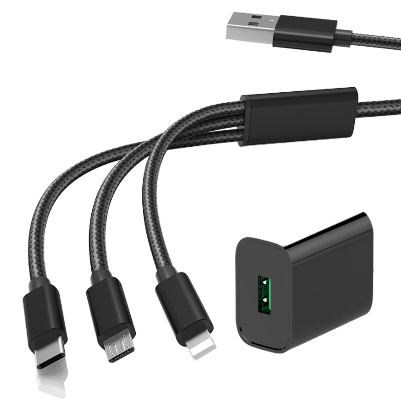 一拖三充电器数据线多功能用快充电线2a插头苹果安卓智能手机通用-50|睿智黑 【1米】一拖三线（不带头）