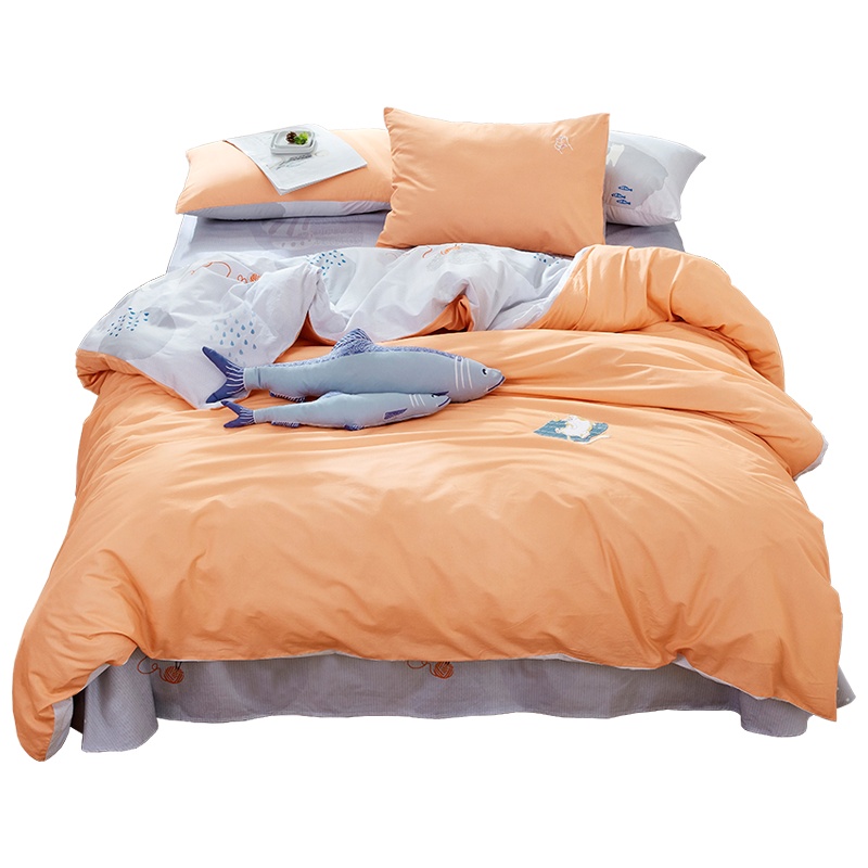 梦洁家纺觅全棉水洗棉四件套纯棉ins床上用品套件床单被套三4件套2020新品