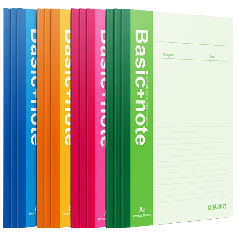 得力(deli)7651-A5/40页无线装订本 12本装 笔记本本子 记事本 软抄本 日记本 手帐本 记录本 软面抄