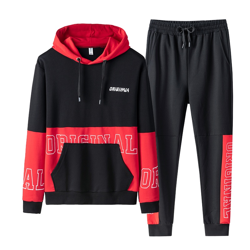 庄吉潮牌运动外套男士卫衣套装春秋季2019新款时尚帅气衣服休闲装两件装