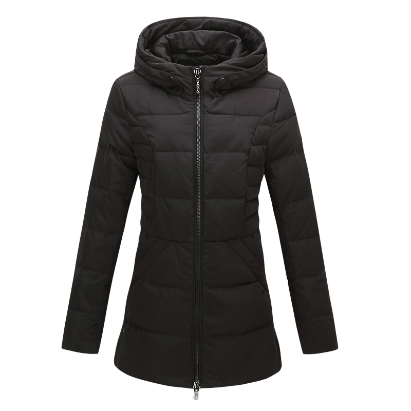 千仞岗冬新款中老年女妈妈装羽绒服连帽修身大码羽绒服外套