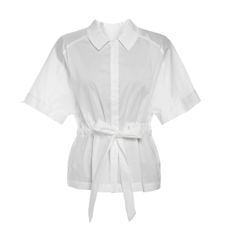 秋水伊人夏新款女装翻领风简约短袖衬衫女上衣FR252