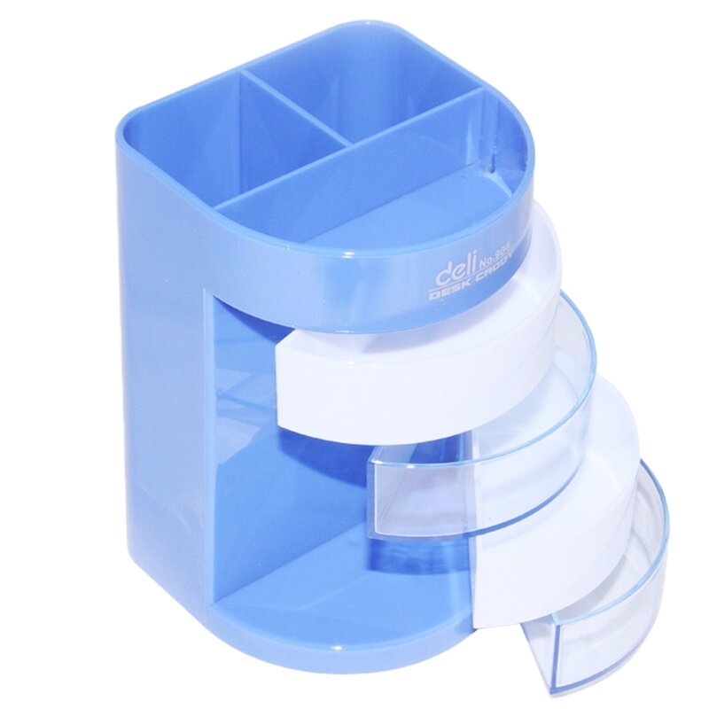 得力(deli)四层彩色办公笔筒 创意桌面收纳盒 颜色随机