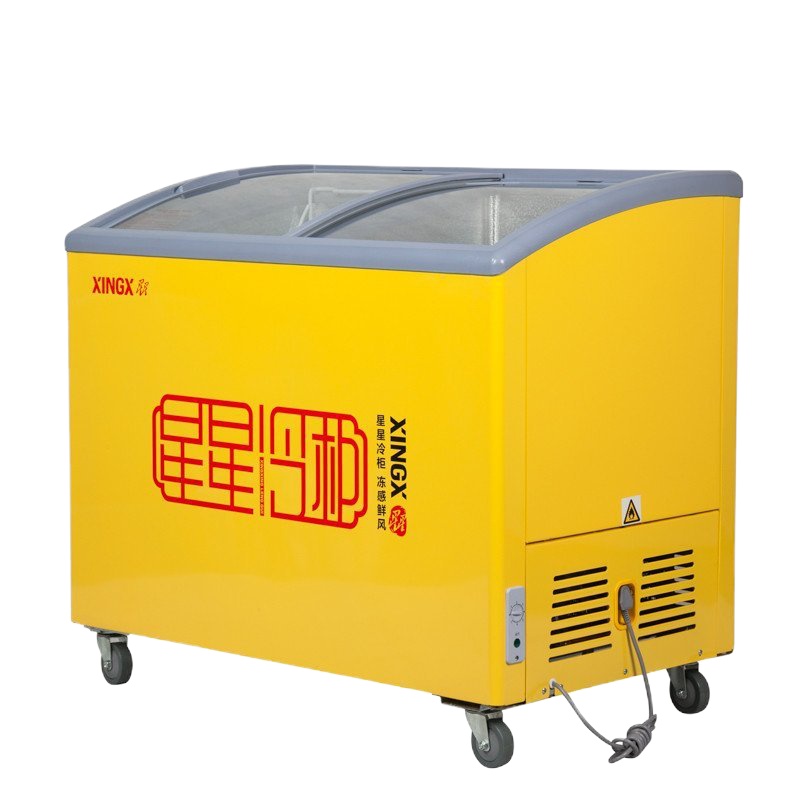 云南星星(XINGX)SCD242CY 242升 双温 卧式圆弧玻璃门冷柜雪糕柜茶叶柜展示柜冻肉柜冰柜