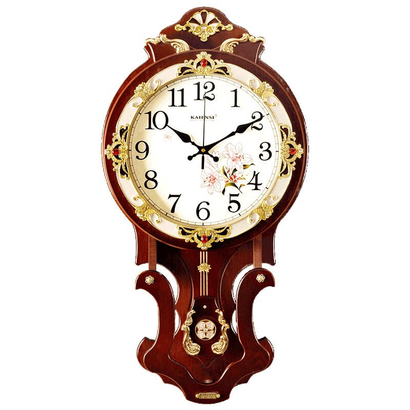 欧式时钟挂钟客厅 挂表家用纳丽雅大气石英钟中式中国 1330O金属数字盘--霸王 机芯 12英寸(直径30.5厘米)