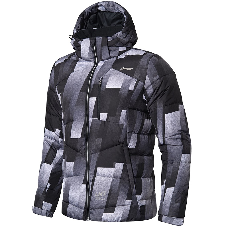 李宁训练系列男子保暖防风白鸭绒短羽绒服