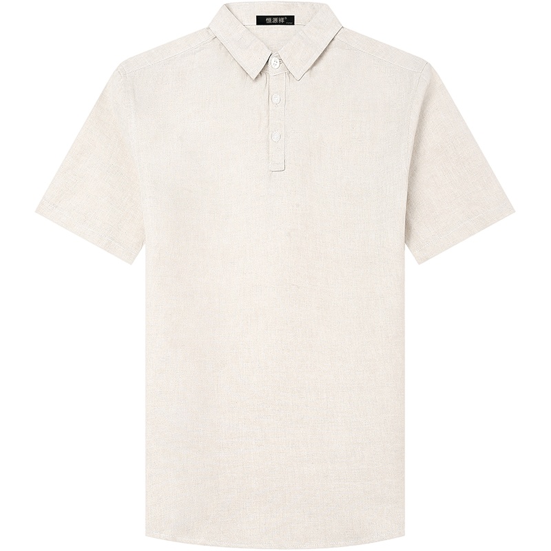 恒源祥男装短袖T恤夏季新款翻领中年休闲Polo衫上衣亚麻体恤