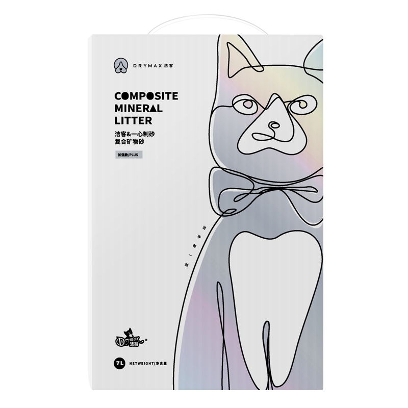 洁客(Drymax)一心制砂联名款快速结团复合矿物结团加强款猫砂7L